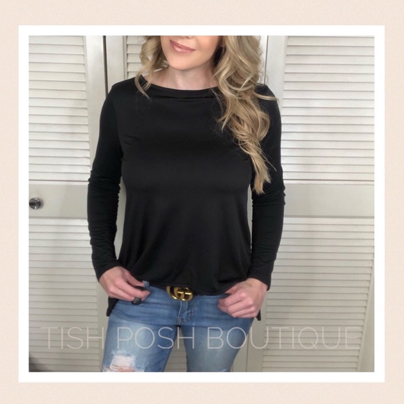 Black Hi Low Silky Soft Tee - Picture 3 of 6